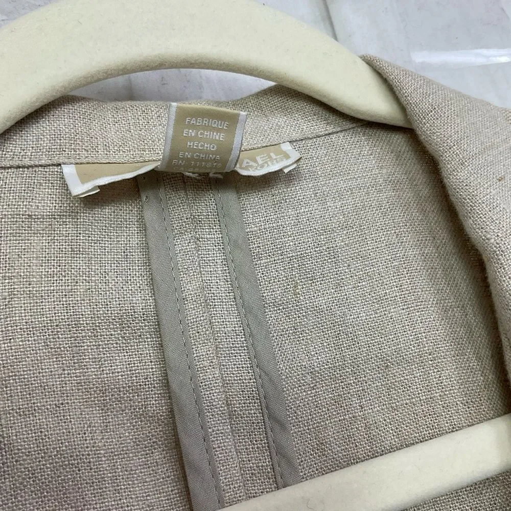 MICHAEL Michael Kors Cream 100% Linen Open Front Drape Blazer Jacket Size 4